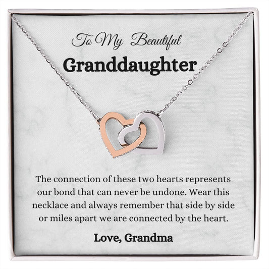 My Beautiful Granddaughter | Connected by the heart -Interlocking Hearts Necklace